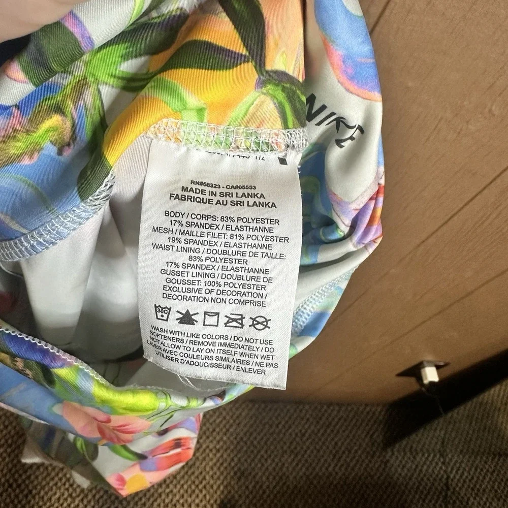 Nike Tropical Hyper Femme Power Leggings Mesh High Rise Size XS Athletic Gym
